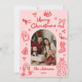 遊び心のある手描きアーチ写真のクリスマス シーズンカード (正面)