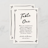 遊び心のある手描きテーブルカード 招待状 (正面/裏面)