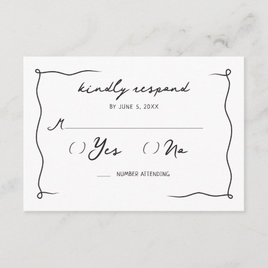 遊び心のある手書きのチェリーウェディング エンクロージャーカード (正面)