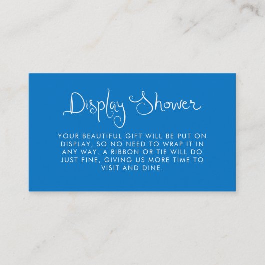 遊び心のある手書きの青いディスプレイシャワー エンクロージャーカード (正面)