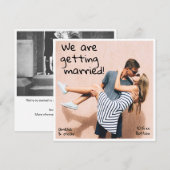 遊び心のある手書きキュート写真カジュアルファンスクエア セーブザデート (正面/裏面)