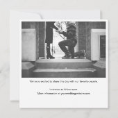 遊び心のある手書きキュート写真カジュアル楽しいスクエア セーブザデート (裏面)