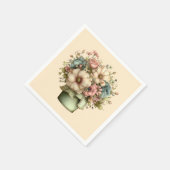 遊び心のある植木鉢の花がかわいい スタンダードカクテルナプキン (角)