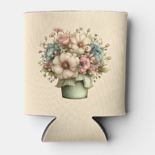 遊び心のある植木鉢の花がかわいい 缶クーラー (正面)