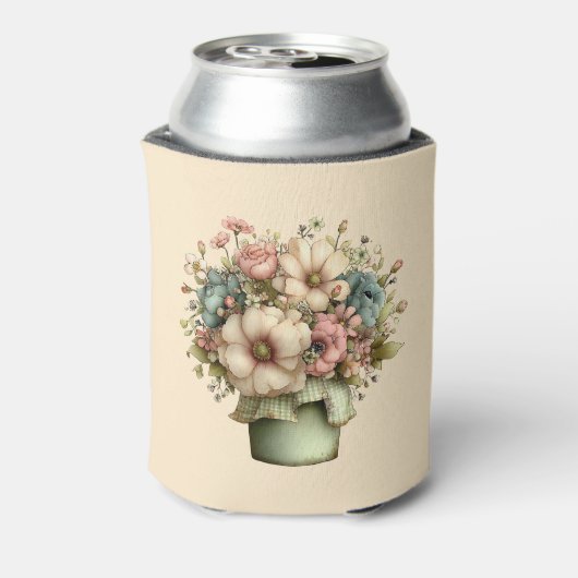 遊び心のある植木鉢の花がかわいい 缶クーラー (缶裏面)