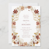 遊び心のある植物のバーガンディーリングカップルシャワー 招待状 (正面)