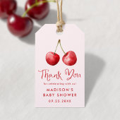 遊び心のある水彩チェリー ベイビー シャワー ギフトタグ