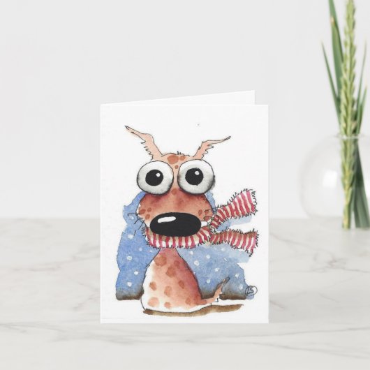 遊び心のある犬のクリスマスカード サンキューカード (正面)