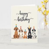 遊び心のある犬の誕生日カード カード (黄色い花)