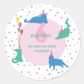 遊び心のある猫のぴったりな誕生日 ラウンドシール (正面)