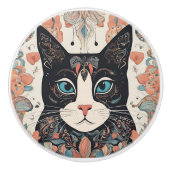 遊び心のある猫 セラミックノブ (正面)
