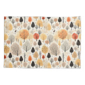 遊び心のある秋の木の模様　オレンジ 枕カバー (裏面)