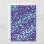 遊び心のある紫アクアブルーのグリッターダスト スイート16 招待状 (裏面)