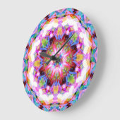 遊び心のある紫青ピンクカラフルパターン ラージ壁時計 (傾斜)