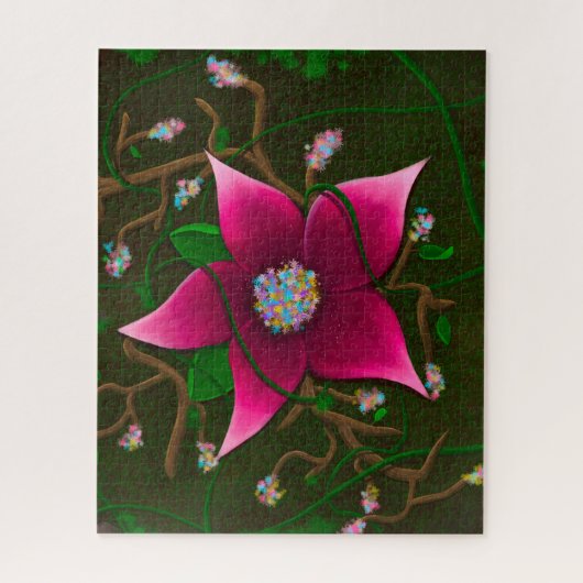 遊び心のある花と蔦 ジグソーパズル (縦)