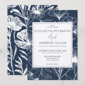 遊び心のある花のウェディング 招待状 (正面/裏面)