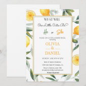 遊び心のある花のキュートな性別発表 招待状 (正面/裏面)