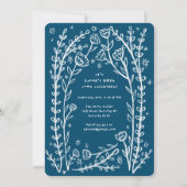 遊び心のある花の蔓がキュートな誕生日パーティーオーダーメイド 招待状 (裏面)