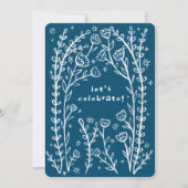 遊び心のある花の蔓がキュートな誕生日パーティーオーダーメイド 招待状 (正面)