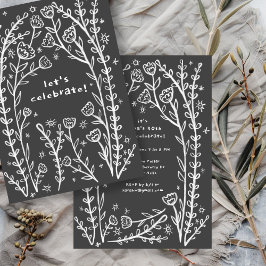 遊び心のある花の蔓がキュートな誕生日パーティーオーダーメイド 招待状