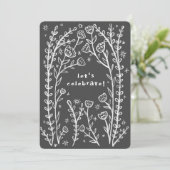 遊び心のある花の蔓がキュートな誕生日パーティーオーダーメイド 招待状 (スタンド正面)