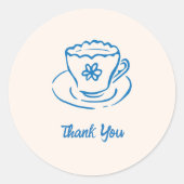 遊び心のある落書き手描き湯飲み感謝 ラウンドシール (正面)