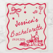 遊び心のある赤いカクテル ブライズメイド ウィークエンド ワインラベル (シングルラベル)