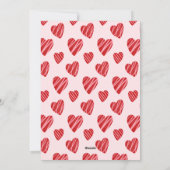 遊び心のある赤いハートのバレンタインデー ピンクの写真 シーズンカード (裏面)