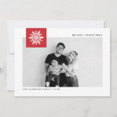 遊び心のある雪の結晶 赤 メリークリスマス フォト シーズンカード (正面)