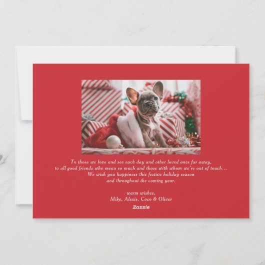 遊び心のある雪の結晶 赤 メリークリスマス フォト シーズンカード (裏面)