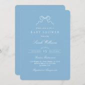 遊び心のある青いリボンの男の子ベビーシャワー招待状 招待状 (正面/裏面)