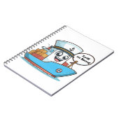 遊び心のある青い漫画の貨物船 関税搭載  ノートブック (左側)