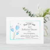遊び心のある青い花のサプライズパーティ 30歳の誕生日 招待状 (スタンド正面)
