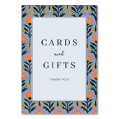 遊び心のある青い花のフレーム テーブルナンバー (裏面)