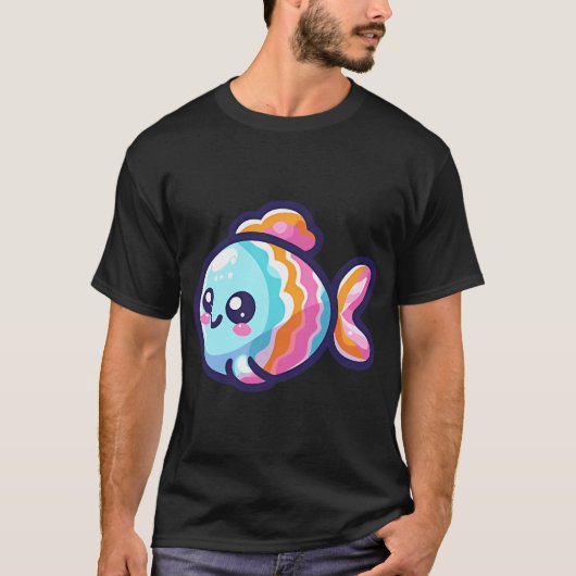 遊び心のある魚のキャラクター Tシャツ (正面)