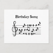 遊び心のある鳥の歌の音楽の誕生日ポストカード