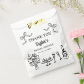 遊び心のある黒の手描き ブライダルシャワー フェイバーバッグ (封をした状態)