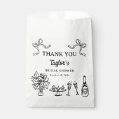 遊び心のある黒の手描き ブライダルシャワー フェイバーバッグ (正面)