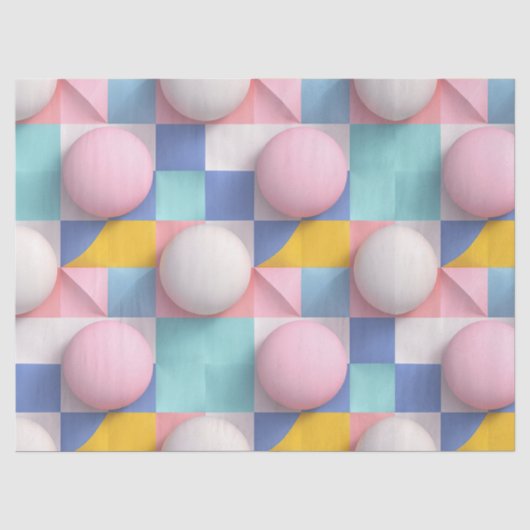 遊び心のある3Dパステルスフィアと幾何学模様 薄葉紙 (正面)
