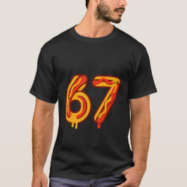 遊び心のある6と7の数字のミーム マッチングホットドッグ Tシャツ