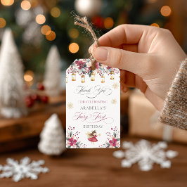 遊び心の冬の妖精　ファーストバースデー　ありがとう ギフトタグ
