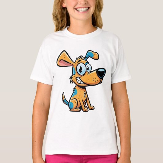 遊び心満載の子犬のキッズプルオーバーパーカー Tシャツ (正面)