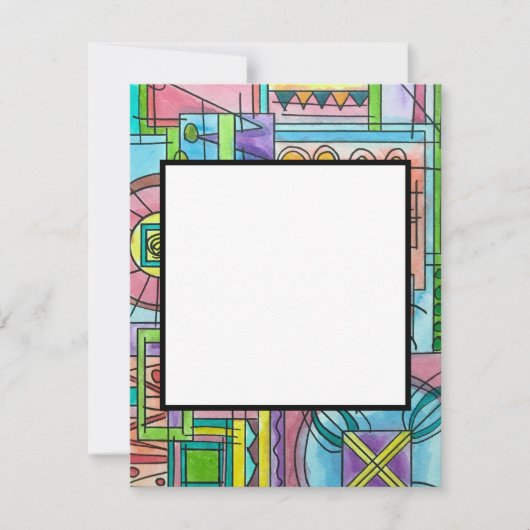 遊び時間と手絵を描お洒落水のカラーアート ノートカード (正面)