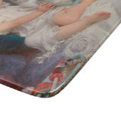 遊び時間：女遊の子とペットの子猫 カッティングボード (角)