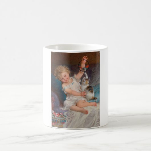 遊び時間：女遊の子とペットの子猫 コーヒーマグカップ (中央)