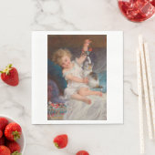 遊び時間:女遊の子とペットの子猫 スタンダードランチョンナプキン (インサイチュ)