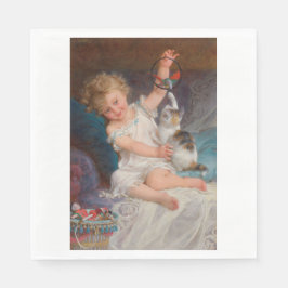 遊び時間：女遊の子とペットの子猫 スタンダードランチョンナプキン