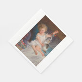 遊び時間:女遊の子とペットの子猫 スタンダードランチョンナプキン (角)