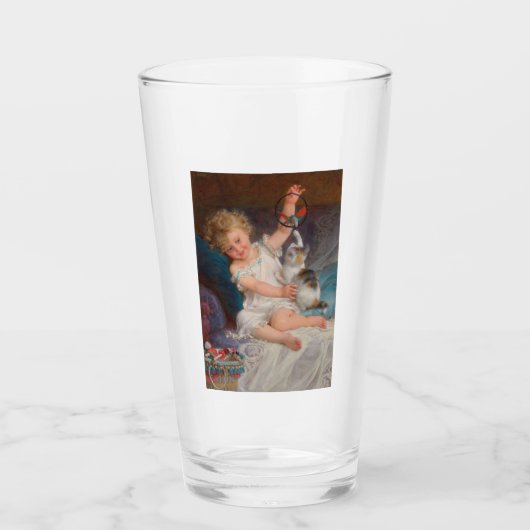 遊び時間：女遊の子とペットの子猫 タンブラーグラス (正面)