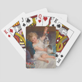 遊び時間：女遊の子とペットの子猫 トランプ